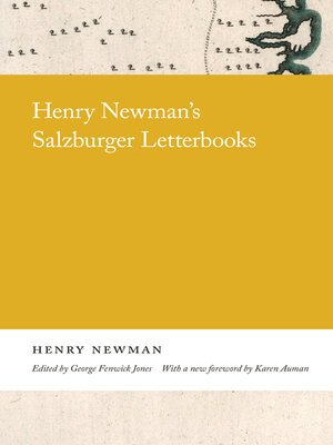 cover image of Henry Newman's Salzburger Letterbooks